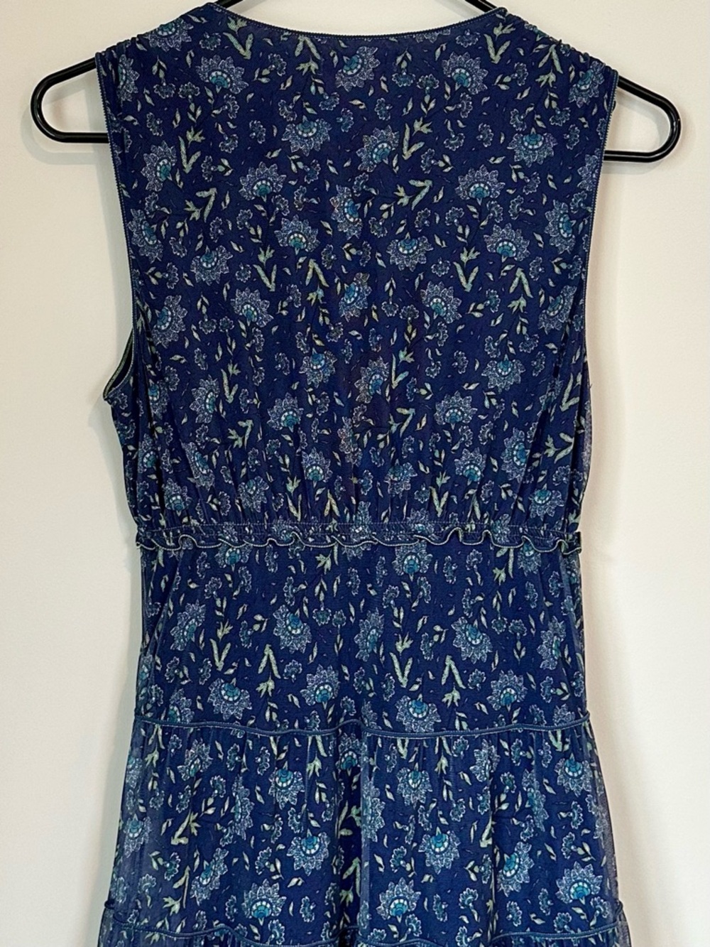 Max Studio Navy Blue Floral Paisley Maxi Dress - Size: Small - Picture 6 of 7